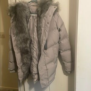 Women's Gray Fur-Trimmed Jacket